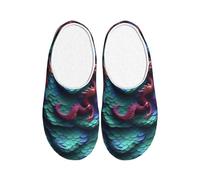 KPXXAQT Pantuflas de interior unisex con estampado de escamas de dragón mágico en 3D, antibolitas, lavables, para invitados y uso diario