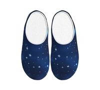 KPXXAQT Pantuflas de interior unisex con estampado de estrellas brillantes azules para adultos, antibolitas, lavables, para invitados y uso diario