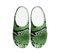 KPXXAQT Pantuflas de interior unisex con estampado de piel de serpiente verde, antibolitas, lavables, para invitados y uso diario
