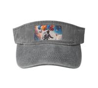 KPXXAQT Sombrero de playa con estampado de astronautas y globos con cierre de hebilla ajustable para hombres y mujeres, gris, Talla única
