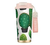KPXXAQT Taza de acero inoxidable con estampado de cactus verde para café, viajes, oficina, aventuras al aire libre, taza de viaje