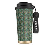 KPXXAQT Taza de acero inoxidable con estampado de tortugas marinas de muchos animales, para café, viajes, oficina, aventuras al aire libre, taza de viaje