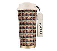 KPXXAQT Taza de acero inoxidable con estampado de vaca de las Tierras Altas para café, viajes, oficina, aventuras al aire libre, taza de viaje