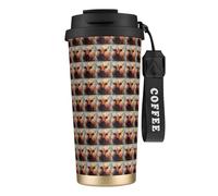 KPXXAQT Taza de acero inoxidable con estampado de vaca de las Tierras Altas para café, viajes, oficina, aventuras al aire libre, taza de viaje
