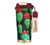 KPXXAQT Taza de acero inoxidable con impresión artística de cactus pequeños, para café, viajes, oficina, aventuras al aire libre, taza de viaje