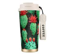 KPXXAQT Taza de acero inoxidable con impresión artística de cactus pequeños, para café, viajes, oficina, aventuras al aire libre, taza de viaje
