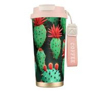KPXXAQT Taza de acero inoxidable con impresión artística de cactus pequeños, para café, viajes, oficina, aventuras al aire libre, taza de viaje