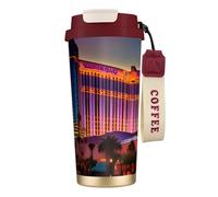 KPXXAQT Taza de acero inoxidable con impresión de Las Vegas Sunset 1 para café, viajes, oficina, aventuras al aire libre, taza de viaje