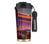 KPXXAQT Taza de acero inoxidable con impresión de Las Vegas Sunset 1 para café, viajes, oficina, aventuras al aire libre, taza de viaje