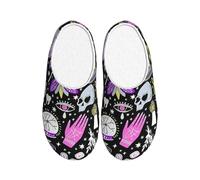 KPXXAQT Zapatillas de interior unisex para adultos con estampado de brujería mágica, para interiores, antibolitas, lavables, para invitados y uso diario