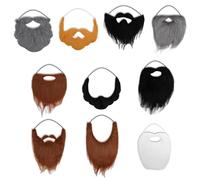 KQDRAVINE 10 Stück Fake Bart, Gefälschte Schnurrbart Vollbaet mit Spannband, Künstlicher Bärte für Kinder und Erwachsene, Falscher Bart für Karneval Halloween Cosplay Weihnachten