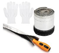 KQDRAVINE 1m Carcasa de Manguera de Aluminio y Titanio Resistente al Calor con Guantes, Diámetro interior 15 mm Protección del Cable, Carcasa Aislante Protección del Aislamiento