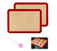 KQDRAVINE 2 Piezas Tapete Silicona Horno, Incluye un Pincel de Silicona, 30 x 40 cm Tapete, Tapete para Hornear, Tapete Reutilizable para Hornear pan, Macarrones, Galletas y Pizza