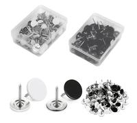 KQDRAVINE 200 Chinchetas Tapiceria, Push Pins Blancas y Negras, Tachuelas Planas 11 x 13 mm, Tachuelas Decorativas para Pizarras, Mapamundis, Corchos, Paredes, Cabeceros de Sofás