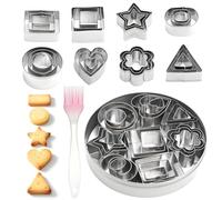 KQDRAVINE 24 Piezas Moldes Galletas Incluye Pincel, 8 Formas Moldes Reposteria Acero Inoxidable, para Hacer Galletas, Bizcochos y Postres