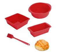 KQDRAVINE 3 Moldes de Silicona para Repostería con Pincel, Molde Silicona Rectangular, Redondo y Cuadrado, Molde Bizcocho Silicona Antiadherente para Horno, Pan y Postres