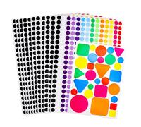 KQDRAVINE 3080 Piezas de Pegatinas Redondas de Colores de 12,7 mm y 29 Piezas de Diferentes Formas y Colores Adhesive Dots Gomets Redondos de Marcado Redondos para la Oficina, la Escuela y el Hogar