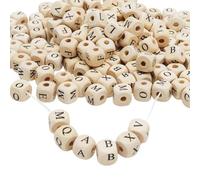 KQDRAVINE 312 Piezas Cuentas de Letras de Madera, Cuentas Letras para Pulseras de la A a la Z, Madera Niños de Cubo Natural, Alfabeto, para Pulseras, Joyería, DIY(10 x 10 mm)