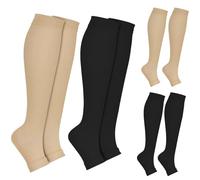 KQDRAVINE 4 Pares de Medias Compresion, Medias De CompresióN Mujer, Calcetines de Compresión Negros, Medias Compresion Mujer con Soporte Muscular, Calcetines Unisex para Correr/Fitness/Maratón