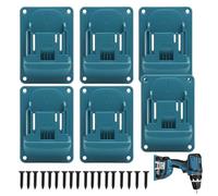 KQDRAVINE 6 Piezas Soporte de Pared con 24 Tornillos, para Makita 14,4/18 V Portaherramientas de pared, para Talleres y Garajes, Compatible con 14,4/18 V (Azul)