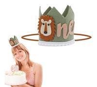 KQDRAVINE Corona de cumpleaños, sombrero de león, decoración salvaje One 1 aniversario, diseño de animales de safari, sombrero de fiesta, decoración de cumpleaños del rey león, accesorios de