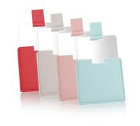 KQDRAVINE Juego de 4 espejos de bolsillo de acero inoxidable con funda protectora, metal pulido, 6,5 x 7 cm