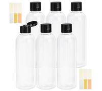 KQDRAVINE Juego de 6 Botes Viaje Rellenables 200ml y un Paquete de Etiquetas Adhesivas Impermeables Botella de Viaje Flip-cap para Champú, Acondicionador, Loción y Cremas