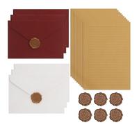 KQDRAVINE Juego de papel de carta vintage con sobre, con 6 sobres de lino, 20 papel de carta A5 vintage y 6 pegatinas de sello de cera, papel de carta de amor para cumpleaños, invitaciones de boda