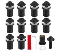 KQDRAVINE Juego de tornillos negros para parabrisas de moto, 10 unidades, M5 × 16 mm, tornillos de fijación de aluminio con reflectores rojos, fijación del parabrisas, soporte y fijación