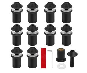 KQDRAVINE Juego de tornillos negros para parabrisas de moto, 10 unidades, M5 × 16 mm, tornillos de fijación de aluminio con reflectores rojos, fijación del parabrisas, soporte y fijación