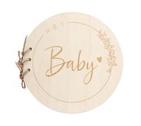 KQDRAVINE Libro de Visitas Hey Baby, Libro Bebe de Visitas para Baby Shower con Tapa de Madera,Libro Recuerdos Bebe, Baby Shower, Libro Firmas Bautizo, Libro de Firmas, Recuerdos Baby Shower Niño