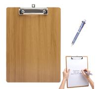 KQDRAVINE Portapapeles A4 de madera con bolígrafo de 6 colores, A4 Carpetas juego de portapapeles, tableros con pinza la escuela bocetos viajes listas de tareas diarias（31,5 x 22,5x0.3 cm）