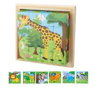 KQDRAVINE Puzzle de Dados de Madera, Rompecabezas de Madera 3D, Rompecabezas de Dados 6 en 1 Motivos de Animales para niños, Juguete Montessori, Juguete Educativo de Madera a Partir de 3, 4, 5 años