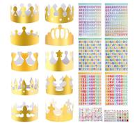 KQDRAVINE Set de 10 Piezas para Hacer Corona CumpleañOs, Corona Ajustable, Incluye 9 Pegatinas, Ideal para Fiestas de Cumpleaños de Princesas y Reinas
