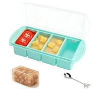 KQDRAVINE Souper - Molde de silicona con tapa, 1 taza para sopa, papilla de bebé y caldo, recipiente apilable sin BPA, color verde menta