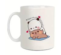 KQDRAVINE Taza Estética para Bubu Dudu 330 mlTaza de Cerámica con Cuchara Redonda de Acero Inoxidable, Taza Bonita para Té y CaféTaza Divertida de Oso y Panda, Mejor Regalo deTaza Graciosa