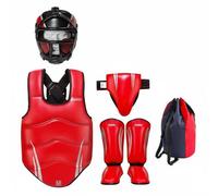 KQFCAZRE 5 Piezas Set de Protección para Acolchado Grueso Conjunto de 5 Piezas para Artes Marciales Ajustable Principiantes, Lucha, Competición , Red , S A