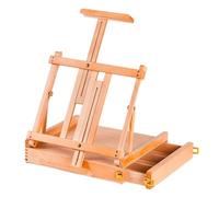 KQFCAZRE Caballete Maletín Portátil Caballete Mesa con Cajón Estable Atril para Artistas, Color Madera Original