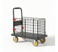 KQFCAZRE Carrito Plegable con Rejilla Silencioso Carga Plegable Compacto Carrito Base para Repartidores, Apartamento, 90 60cm, con Valla Alta, Ruedas Silenciosas De 5 Pulgadas
