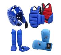 KQFCAZRE Conjunto de Equipamiento de Kárate de 4 Piezas Que Incluye Un Chaleco Protector Acolchado, Guantes de Boxeo Y Almohadillas de Entrenamiento, Azul, XS