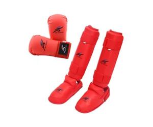 KQFCAZRE Conjunto de Equipamiento para Sparring de Kárate: Guantes de Boxeo, Espinilleras, Almohadillas de Golpeo, Saco de Boxeo, Guantes para Entrenamiento, E, m