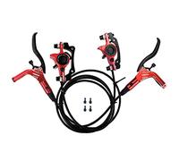 KQFCAZRE Kit de Freno Hidráulico para Bicicleta de 2 Piezas, Pinza de Disco, Palanca de Aleación de Aluminio, Adaptador de de Aceite, Apto para Bicicl, Rojo L Delantero R Trasero