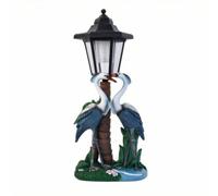KQFCAZRE Lámpara Solar Jardín con Grullas corativo Estatua Jardín con Farola Resistente Al Agua Figura para, Grulla Azul