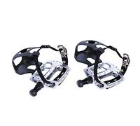 KQFCAZRE Pedal de Bicicleta Estática con Correas Y Calapiés, Pedal de de 9/16" O 1/2", Husillo Corto de 12,7 mm