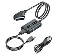 KQLHLHDYZ Convertidor Scart a HDMI, adaptador HDMI Scar-t con cables HDMI y S-cart, convertidor de salida HDMI macho Scar-t compatible con interruptor de salida Full HD 720P/1080P