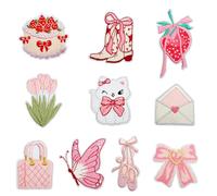 KQOZG 10 Piezas Parches Termoadhesivos Decorativos Estilo Groovy, Tema Rosa, Parches Bordados para Ropa, Mochilas, Chaquetas, Sombreros, Reparación y Decoración