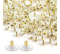 KQOZG 100pcs Cierres para Pendientes, Elevadores de Silicona y Tuercas de Acero Inoxidable (Plástico - Acero Inoxidable) (Transparente)