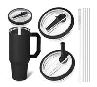 KQOZG 2 tapas de repuesto para Stanley Cup con 2 pajitas y 1 cepillo de limpieza, reutilizables, anti goteo y a prueba de polvo (40 oz)