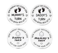 KQOZG Moneda de Decisión, 2 Pcs, Regalo de Embarazo, Idea para el Nacimiento del Bebé, Para Padres, Bautizo para Niños y Niñas, Recién Nacidos, Un Regalo para Mamás y Papás (Plata)
