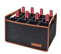 Kqpoinw Bolsa Botella de 12 Compartimentos, Bolsas de Fieltro para Botellas con 12 Extraíbles Divisores y Asas, Reutilizable Bolsa para Botella de Vino para Fiestas, Viajes, Picnics, Shopping(Gris)